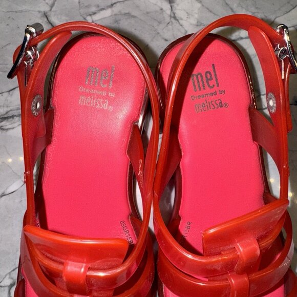 Mel By Melissa Girls 13C Pink Jelly Heeled Sandals Excellent - Picture 2 of 6